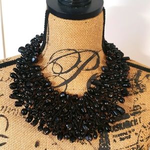 Unique black wire beaded necklace